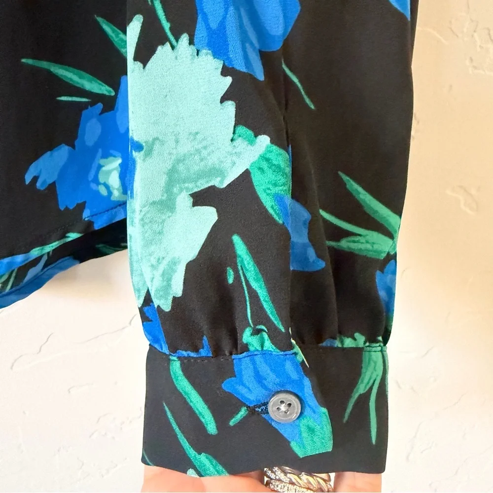 J. Crew Front Tie Button Floral Blouse Size S